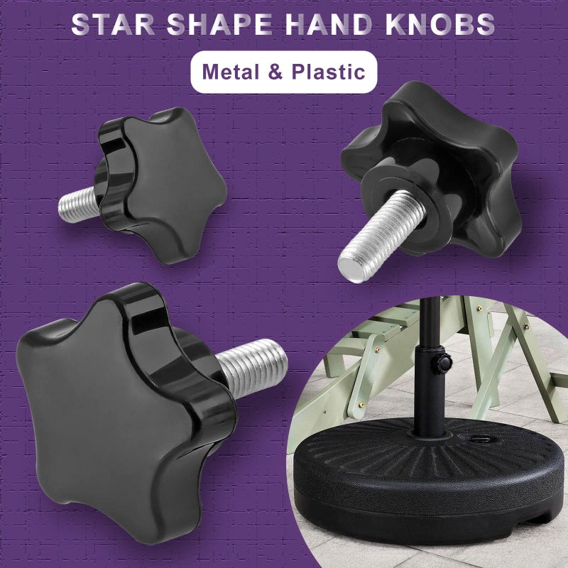 LifCratms M8 x 20mm Thread Star Knob 2Pcs, Plastic Star Shaped Clamping Knob Handle Hand Tightening Screw for Umbrella Base Replacement - Image 5